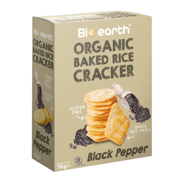 Bio Earth Organic Baked Rice Cracker <br> Black Pepper