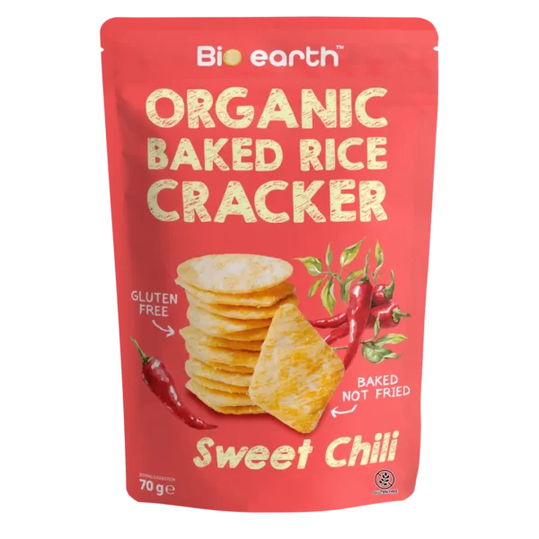 Bio Earth Certified Organic Baked Rice Cracker<br> Sweet Chili flavor